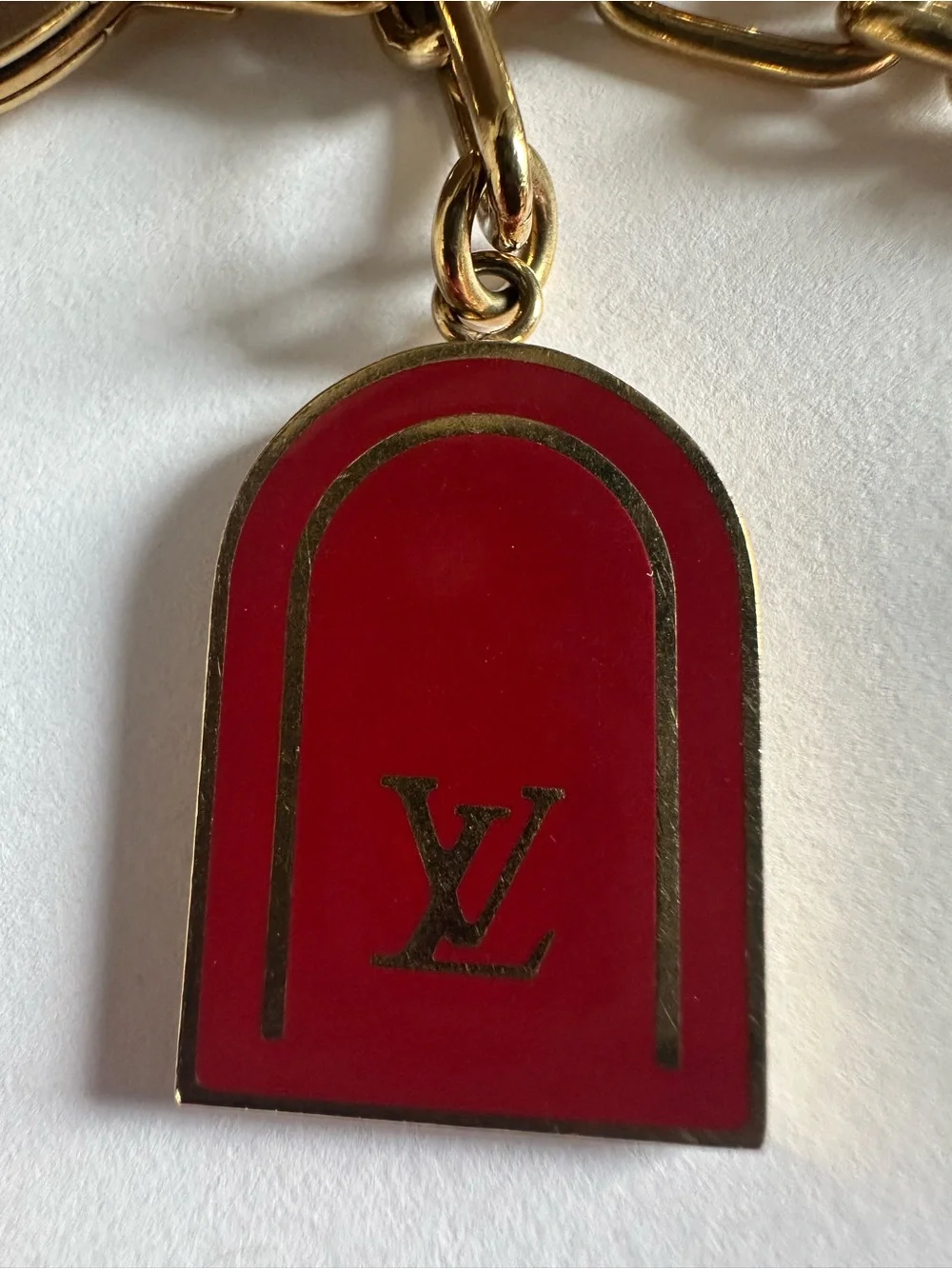 Authentic Louis Vuitton Red Enamel Lock Key Bag Charm Keychain Full Set